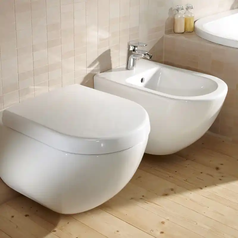 VILLEROY & BOCH Subway 2.0 Bidet Sospeso Ovale, Fissaggi Nascosti, Ceramica, Bianco Alpin - 7400001