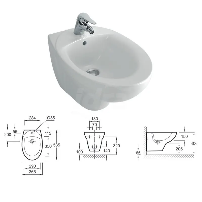 KOHLER Patio Bidet Sospeso Monoforo, Fissaggi Nascosti, Ceramica, Bianco - 4189W-00