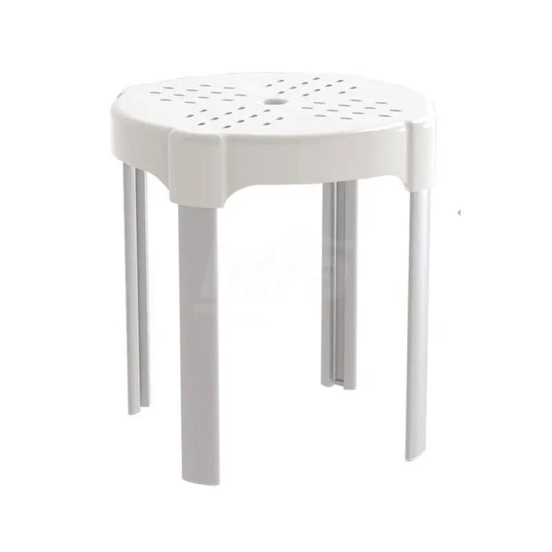Sgabello da bagno, cm 42, colore bianco / alluminio PR-STM-PP-BX