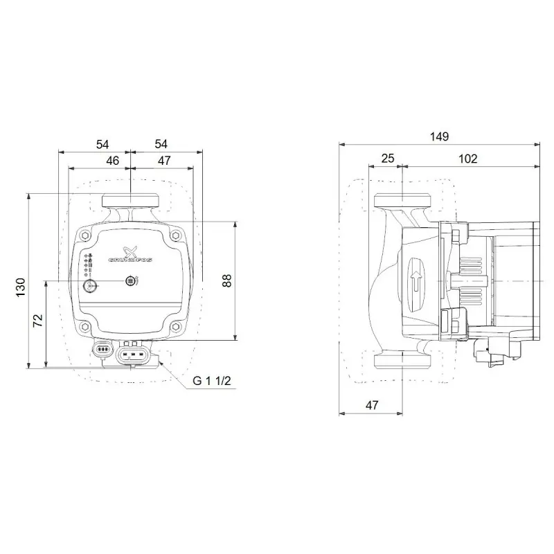 GRUNDFOS ALPHA1 L 25-60 130, Circolatore Elettronico, Portata 3.6 metri cubi/h, Prevalenza 6m, Alta Efficienza, IP42, Classe F - 99160583