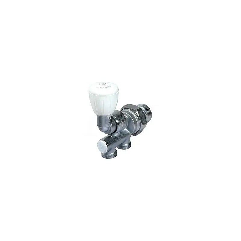 R304T Valvola micrometrica termostatizzabile, con volantino di comando orientabile 0÷180°, in ottone, cromata, con attacco per adattatore tubo rame, plastica o multistrato R304TX011