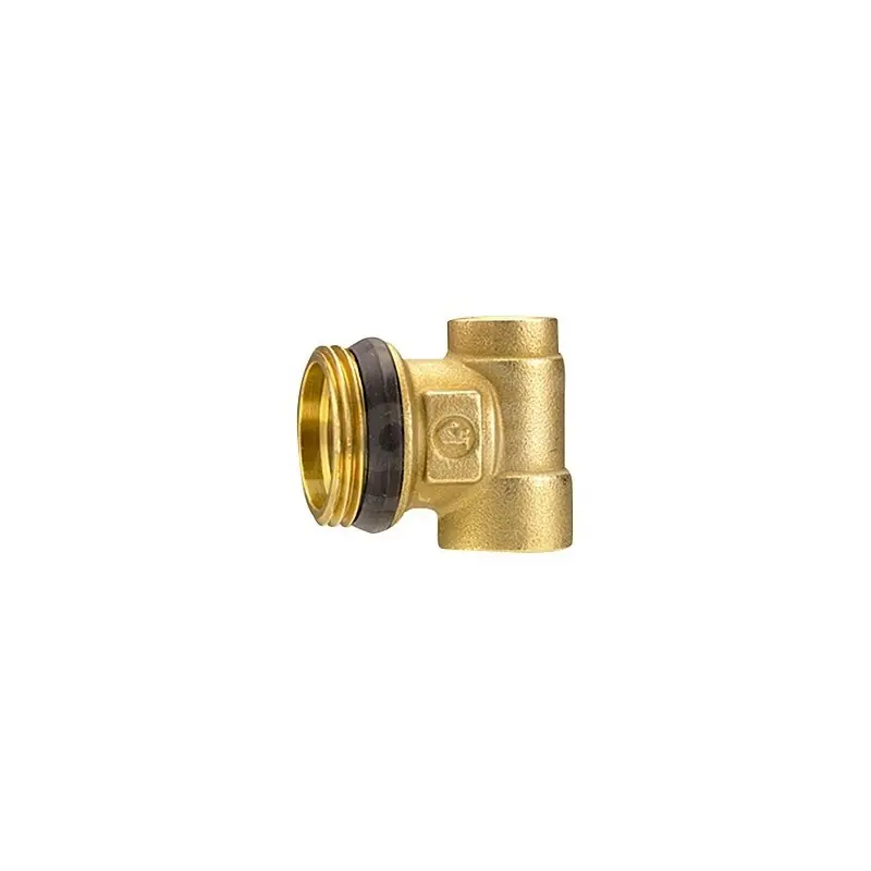 R591D Terminale per collettori con doppio attacco radiale, in ottone, con autotenuta. Dimensione 1"M x 1/2"F x 3/8"F R591DY005