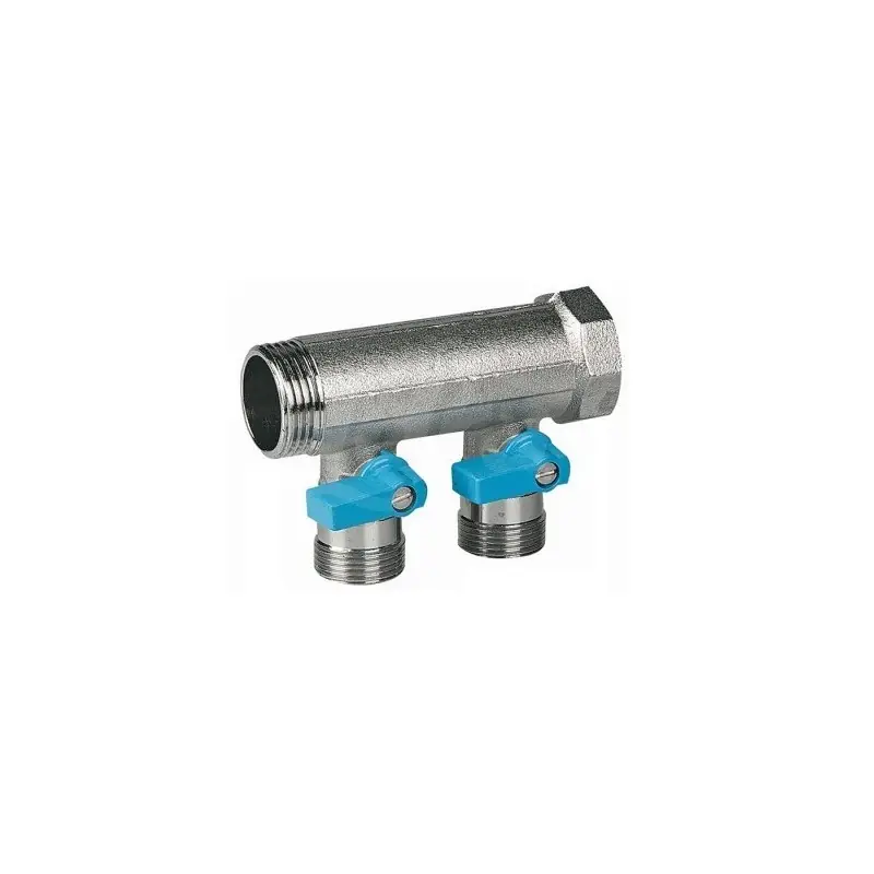 HENCO Collettore con Valvole a Sfera Blu Diam.3/4"MF 2 Derivazioni Eurocono - VB050502-BLAUW