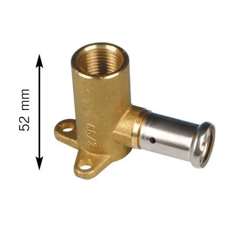 2P gomito 90° con flangia ø20x3/4"F ottone press. 2P2005