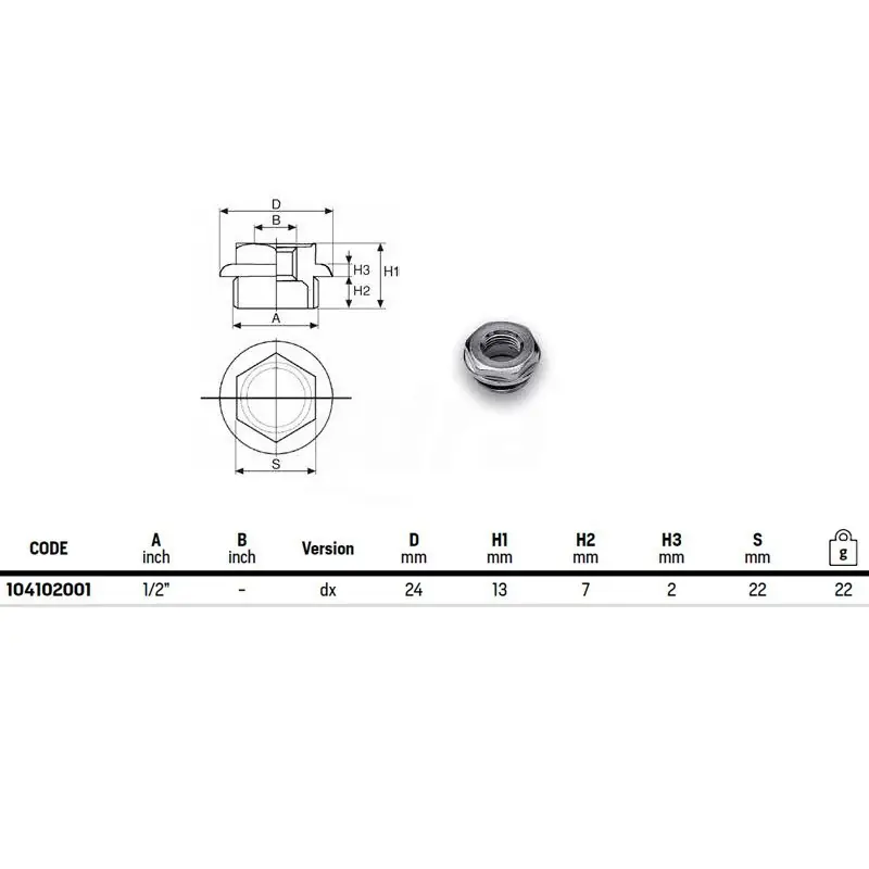 Tappo in ottone cromato serie 1/2” con flangia ø 28 filetto con tenuta o-ring 104102001