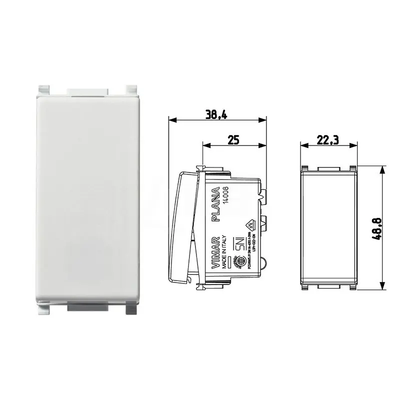 Pulsante 1P NO 10A bianco VIW14008