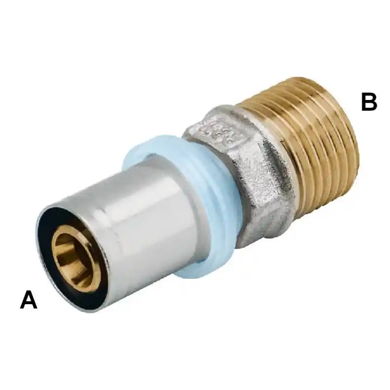 RBM 673 Raccordo Diritto Maschio Ø16/2X1/2"M A Pressare Per Tubo Tita-Fix - 06731620