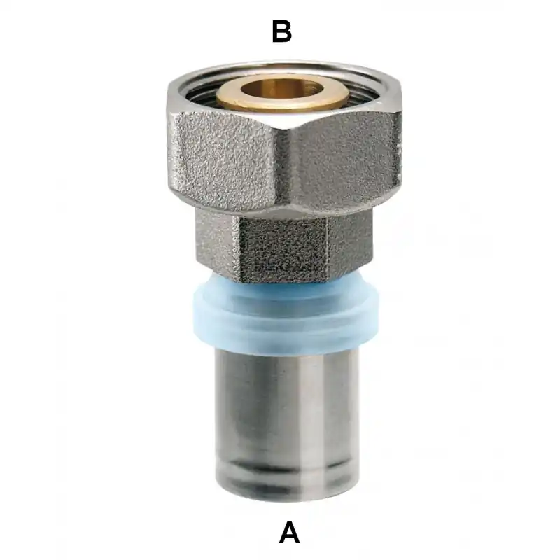 RBM 963 Raccordo Diritto Ø20/2X3/4" Con Girello A Pressare Per Tubo Tita-Fix - 09632030