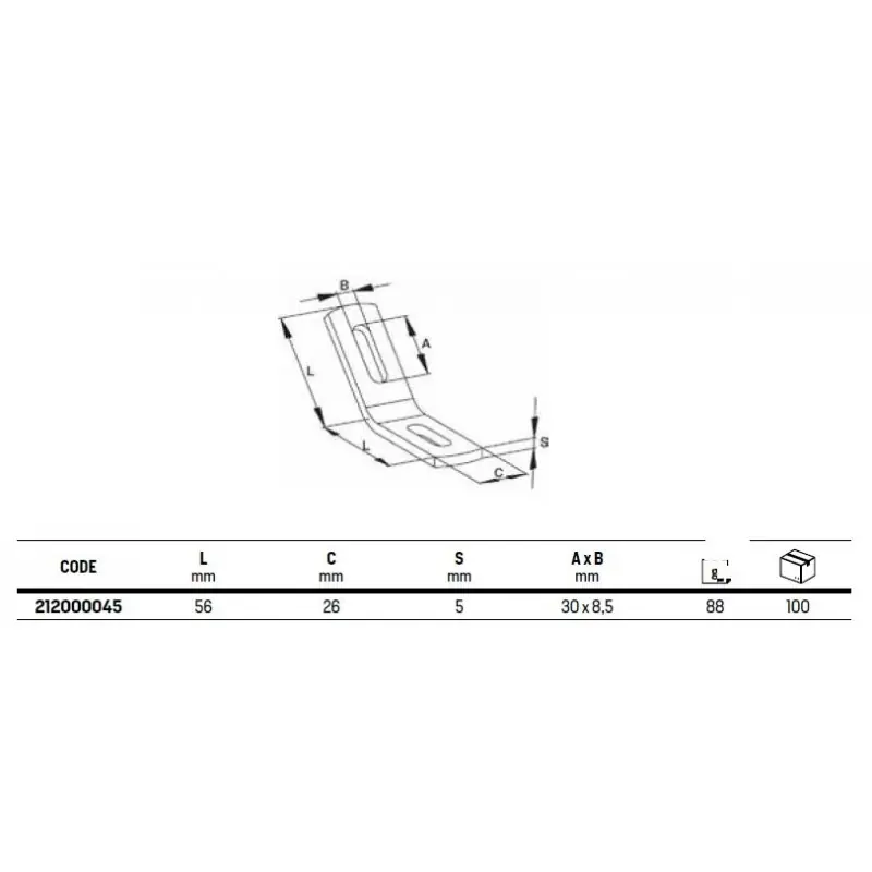 212/135 ANG. 135° L.56-56x26x5 ACC. ZINC. 212000045