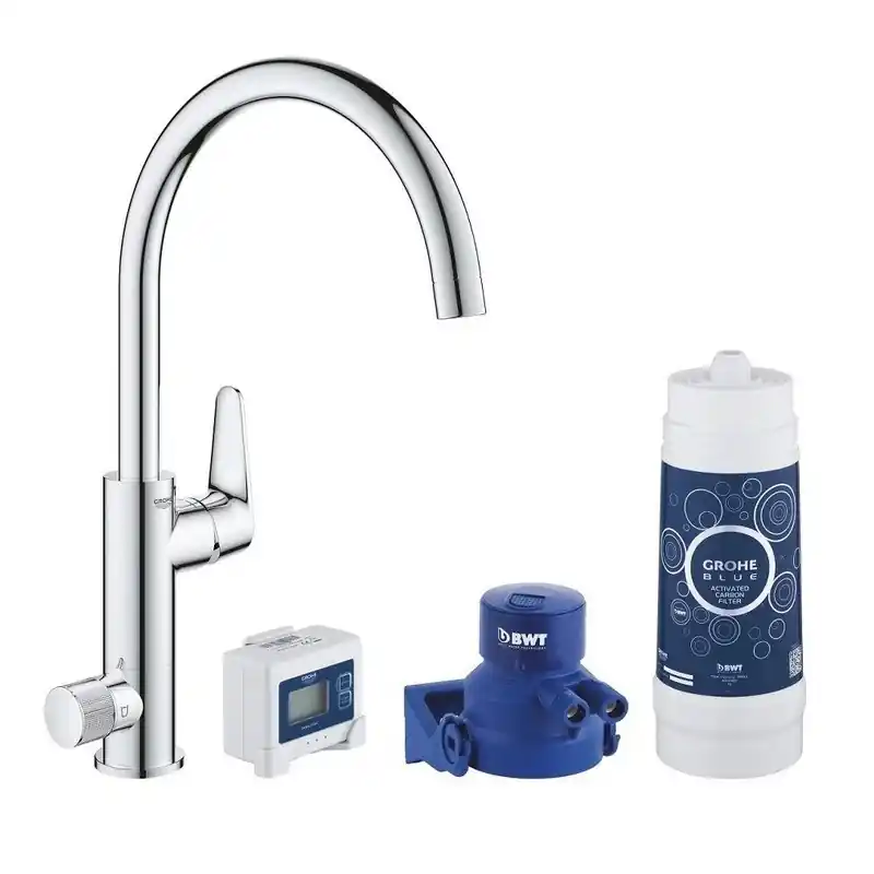 GROHE BLUE PURE BAUCURVE Miscelatore Rubinetto Monocomando Per Lavello Con Sistema filtrante dell‘acqua, Finitura Cromo lucido 30385000