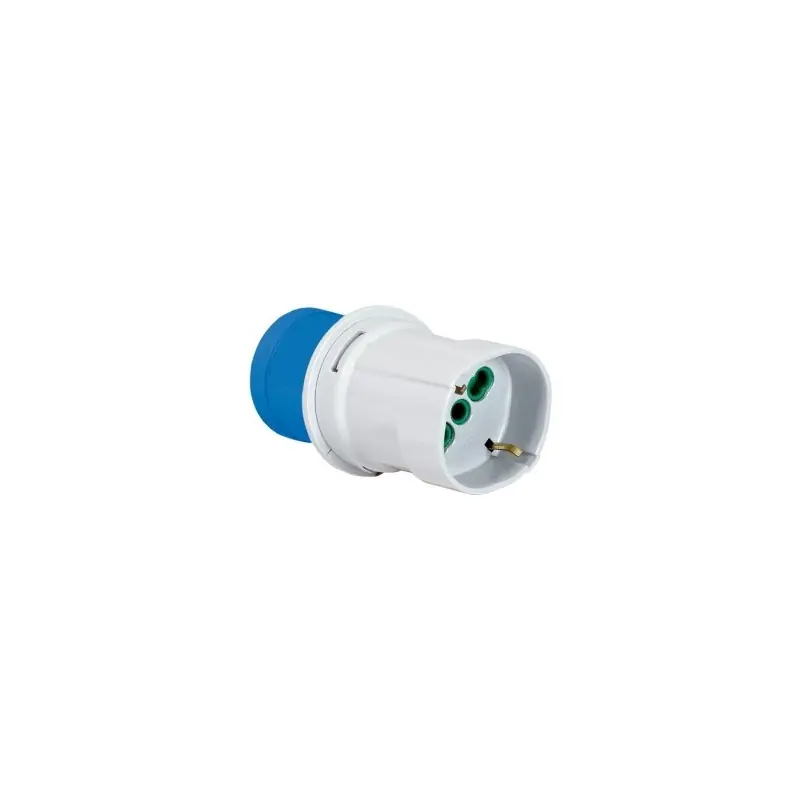 Adattatore industriale, spina 2P+T 16A 200-250V, presa bipasso italo/tedesca 2P+T 16A 73100
