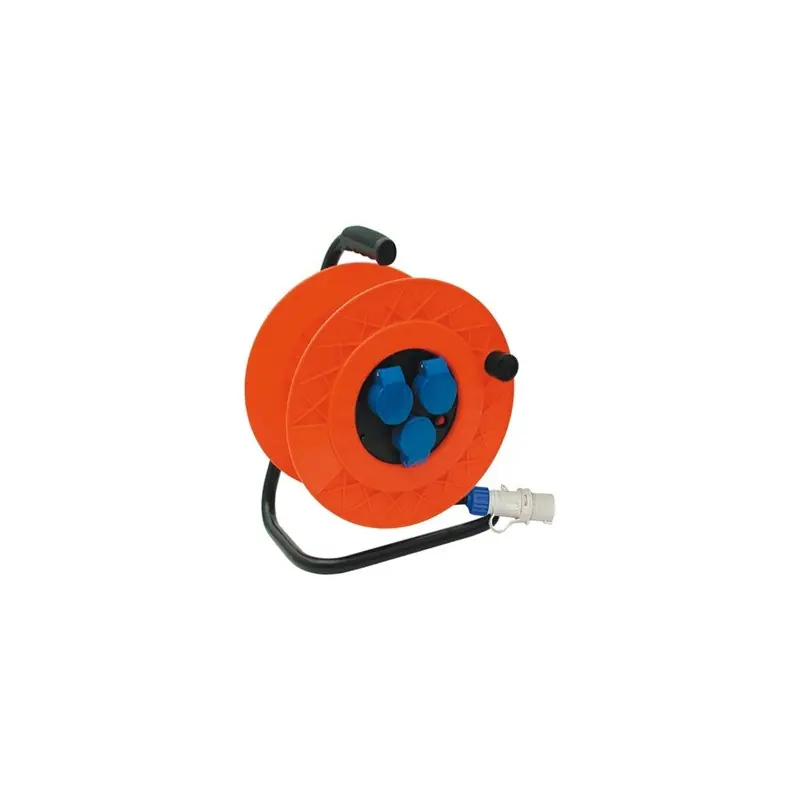 Avvolgicavo GOLIA Ø 320 mm. cavo 30 m. 3G2,5 H07RN-F, spina 2P+T 16A 200-250V 6h IP44, 3 prese 2P+T 16A 200-250V 6h IP44, disco prese Ø 145 mm. + disgiuntore 11128