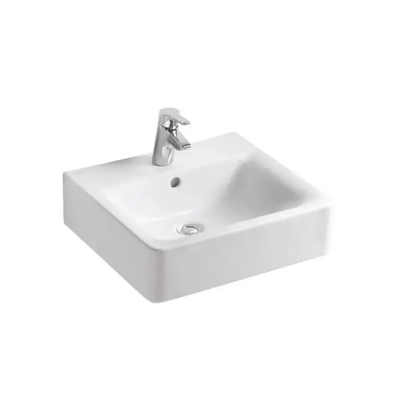 CONNECT lavabo Cube 50 cm, monoforo, con troppopieno, colore bianco E713801