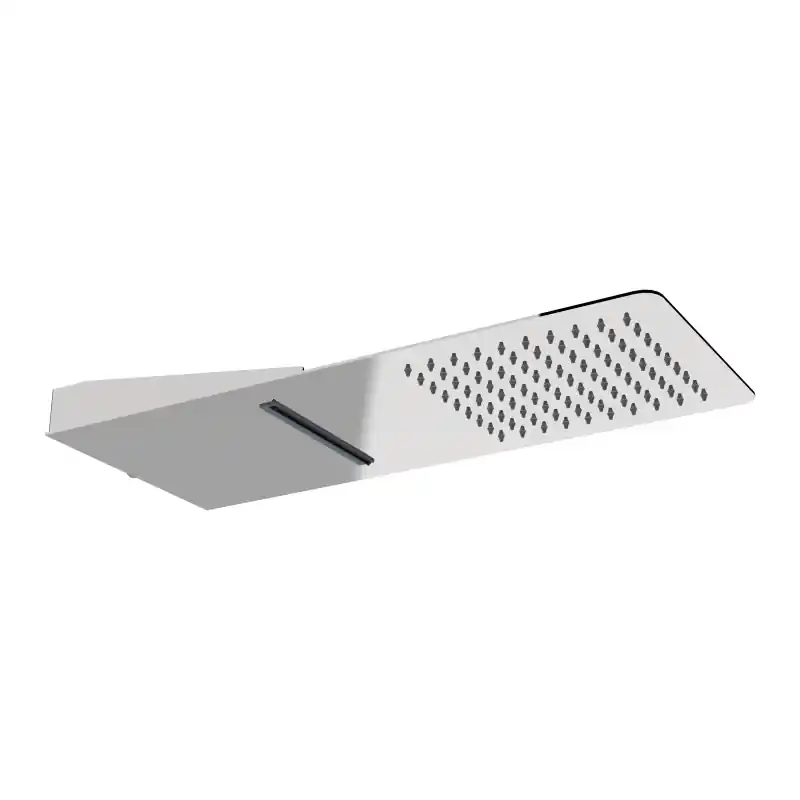 Soffione In acciaio inox, 2mm, ultrapiatto, Con Erogazione effetto Pioggia/CASCATA integrata e Sistema Di Attacco al Muro, Dim. 23x55cm BNSOFXSF330002