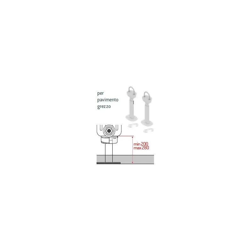 PGT 1-60 - Piedino PGT1-60 incluso di copri piedino (2 pz a confezione) H da pavimento regolabile 200-280mm - Acquistare separatamente i supporti BG3 550Q011300