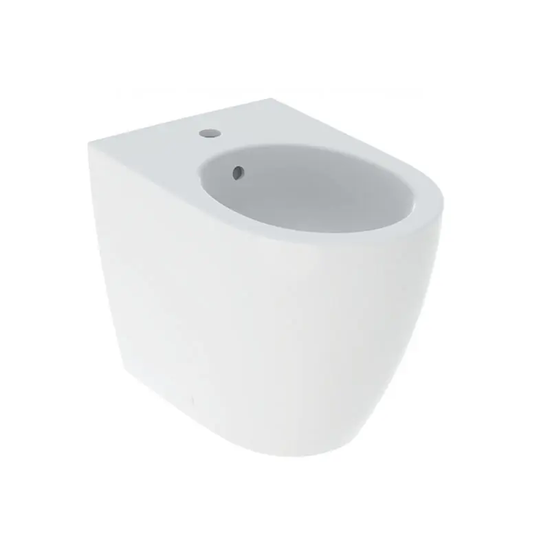 GEBERIT iCon Bidet a Pavimento Monoforo - Fissaggi Nascosti, Vetrochina Bianco Lucido, Foro Rubinetteria Centrale, Troppopieno - 502.384.00.1