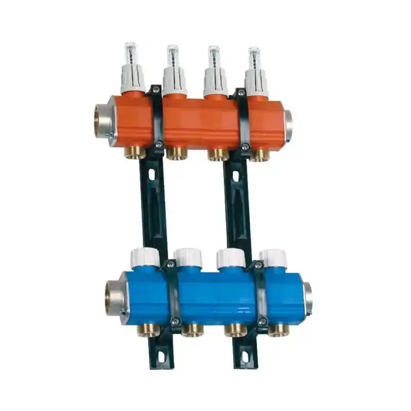 RBM 1002.B Collettore Premontato Diam.1"F 4+4 Derivazioni Diam.3/4"M Con Flussometro Polimero - 10040610