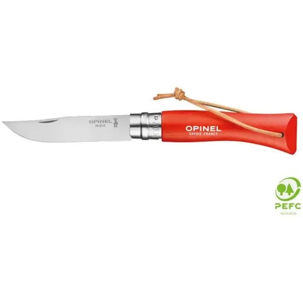 OPINEL COLTELLO AVVENTURIERO CON LACCIO LAMA INOX CM8 CON MANICO FAGGIO
