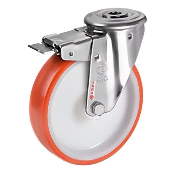 TELLURE ROTA RUOTA 60 SUPPORTO GIREVOLE C/FORO+FRENO INOX D.MM125 KG220