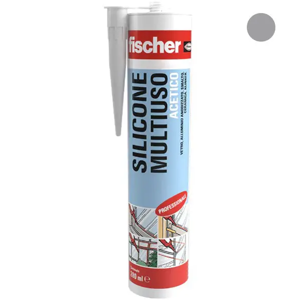FISCHER SILICONE ACETICO MULTIUSO SAM-GR GRIGIO RAL 7004 ML280