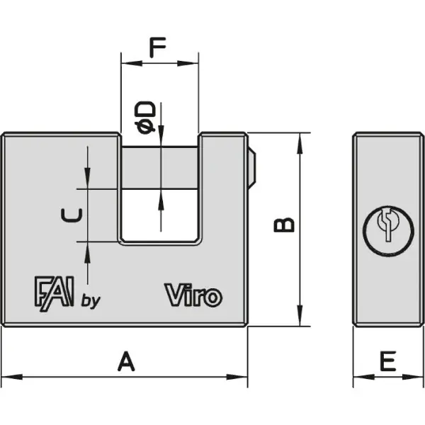 VIRO LUCCHETTO RETTANGOLARE SERIE 506 FAI PER SERRANDE MM 70