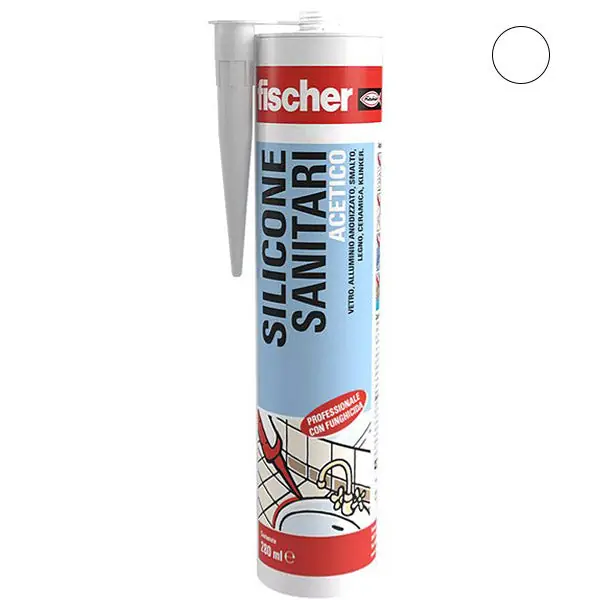 FISCHER SILICONE ACETICO SANITARI SAS-BI BIANCO RAL 9010 ML280