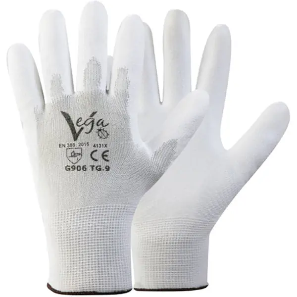 GUANTI MOD. 906 IN NYLON E POLIURETANO COLORE BIANCO TG 6