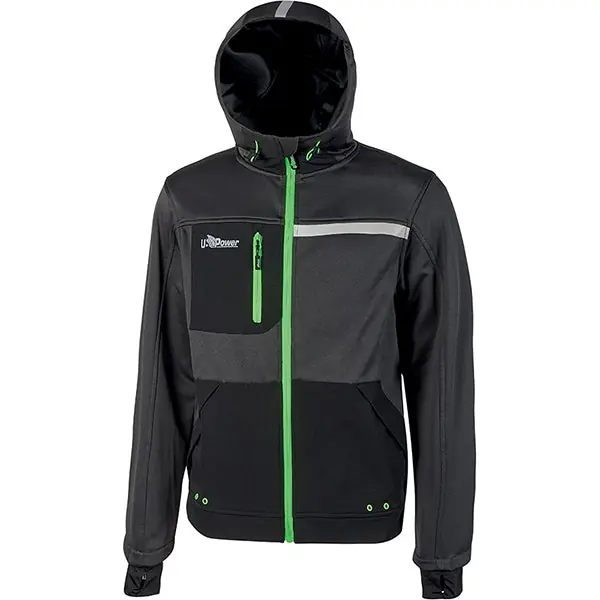 U-POWER FELPA IN TESSUTO CON ZIP GALAXY COLORE ASPHALT GREY/GREEN TG.L