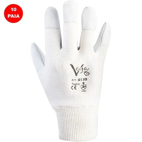 GUANTI BOX IN MAGLIA E CAPRETTO BIANCO/GRIGIO CONF.DA 10 PAIA TG.10