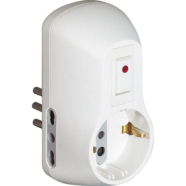 BTICINO ADATTATORE SAFE 1 PRESA SCHUKO+2P 10/16A+INTERRUTTORE BIANCO