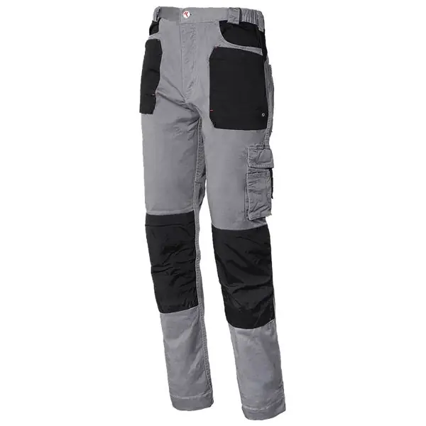ISSA PANTALONE DA LAVORO STRETCH IN COTONE LEGGERO GRIGIO/NERO TG.XXL