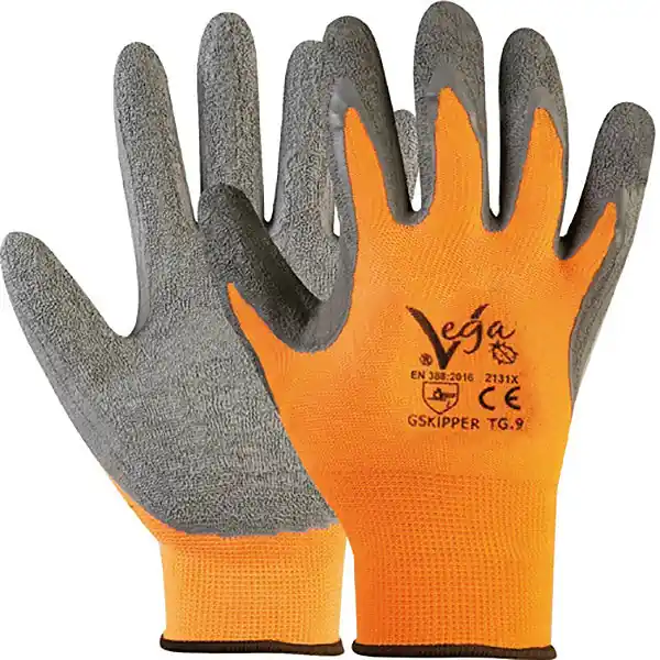 GUANTI MOD. SKIPPER IN NYLON E COTONE COLORE GRIGIO/ARANCIO TG10