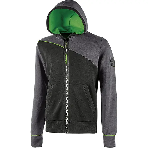 U-POWER FELPA CON CAPPUCCIO JUPITER COLORE ASPHALT GREY TG.XXL