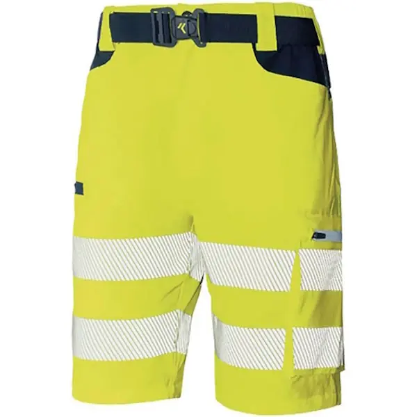 ISSA PANTALONCINO ALTA VISIBILITA‘ LIGHT GIALLO FLUO/BLU NAVY TG.S