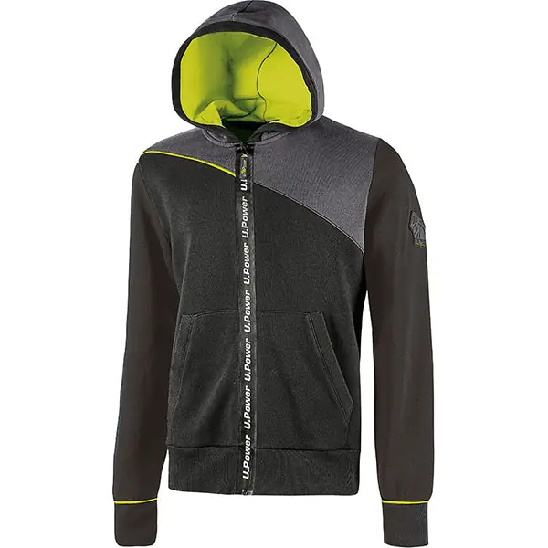 U-POWER FELPA CON CAPPUCCIO JUPITER COLORE BLACK CARBON TG.M