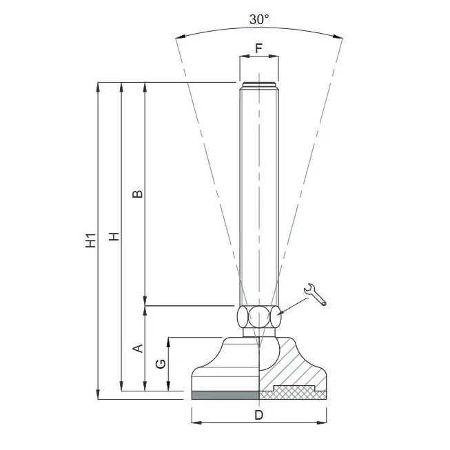 MARTIN PIEDE ZINCATO SNODATO BASE PLASTICA D.MM 40 M10X 50 KG1000