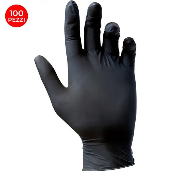 GUANTI REFLEXX MOD. R78 IN NITRILE COLORE NERO CONF.DA PZ.100 TG L