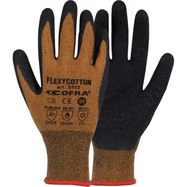 COFRA GUANTI MOD. FLEXYCOTTON COLORE RUGGINE/NERO CONF.DA 12 PAIA TG 9