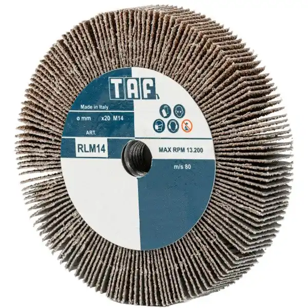 TAF RUOTA ABRASIVA LAMELLARE AL CORINDONE D.MM115X20 FORO M14 GR 40