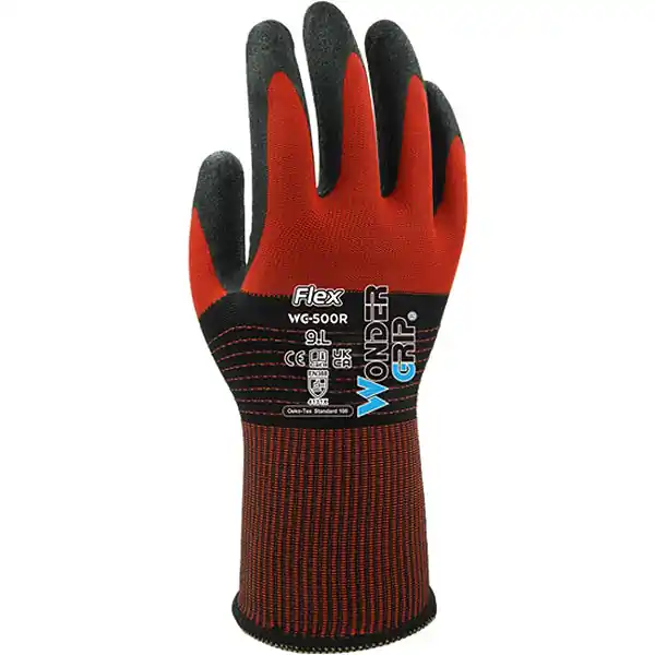 WONDER GRIP GUANTI MOD. WG-500R FLEX COLORE ROSSO/NERO TG11
