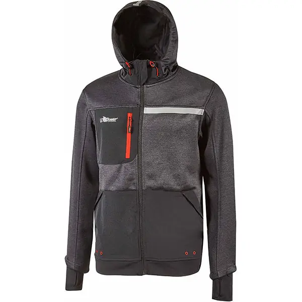 U-POWER FELPA IN TESSUTO CON ZIP GALAXY COLORE ASPHALT GREY TG.M