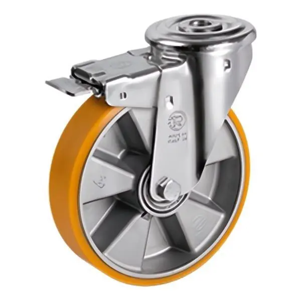 TELLURE ROTA RUOTA 65AL SUPPORTO GIREVOLE CON FORO+FRENO D.MM 80 KG200