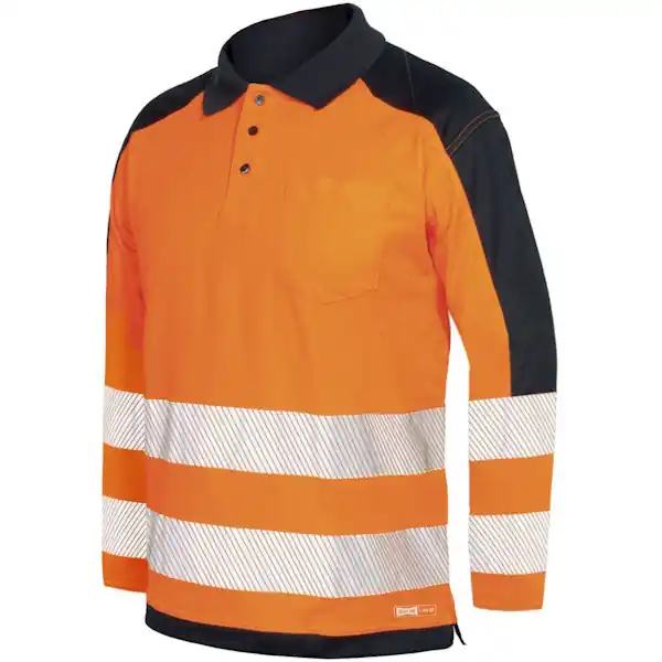ISSA POLO MANICA LUNGA ALTA VISIBILITA‘ ARANCIO FLUO/BLU NAVY TG.XXL