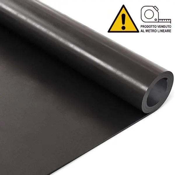 LASTRA IN GOMMA LISCIA STANDARD NERA SPESSORE MM10 ALTEZZA MM1200 AL MTL