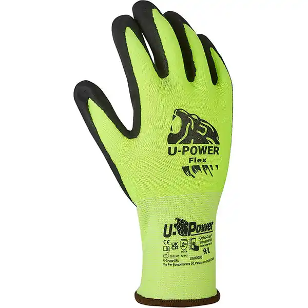 U-POWER GUANTI MOD. FLEX COLORE GIALLO FLUO/NERO TG 8