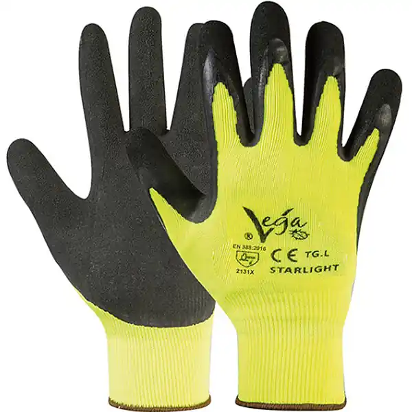 GUANTI MOD. STARLIGHT IN NYLON E LATTICE COLORE GIALLO FLUO/NERO TG S