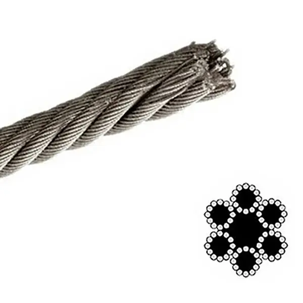FUNE ACCIAIO ZINCATO 72 FILI (TIPO COMMERCIALE) D.MM 5 X100 MT