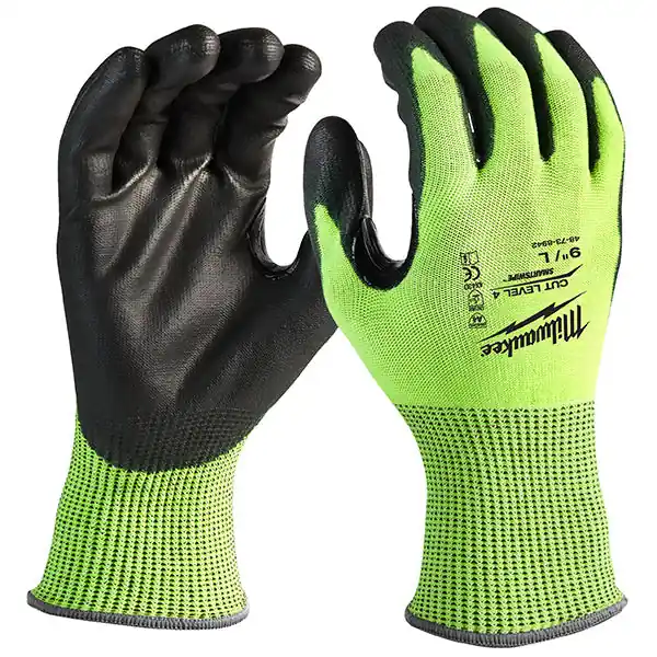 MILWAUKEE GUANTI MOD. HI-VIS CUT D GLOVES COLORE GIALLO/NERO