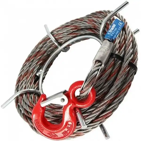 TRACTEL FUNE IN ACCIAIO CON GANCIO PER TIRFOR D.MM 8,3