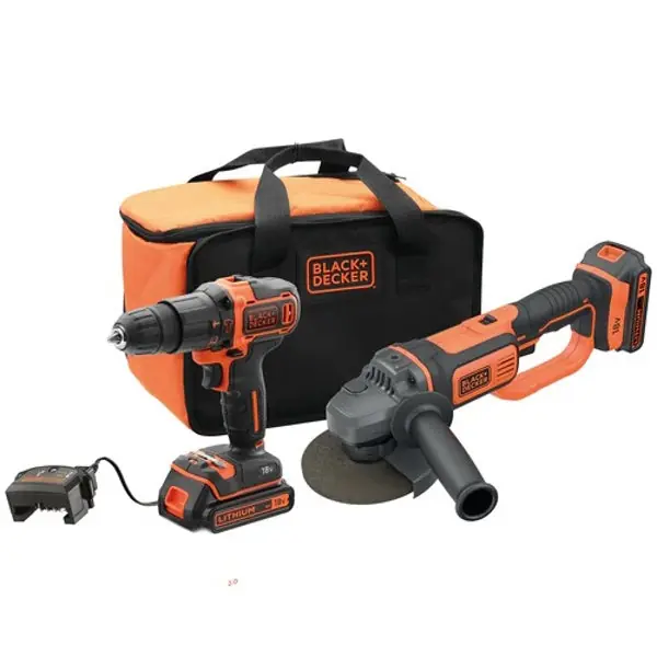 BLACK+DECKER KIT TRAPANO A PERCUSSIONE+SMERIGLIATRICE BCK24D2S-QW*